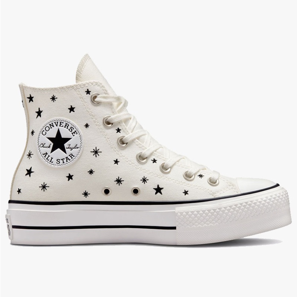 women’s chuck taylor all star lift platform high 'embroidered stars - egret'